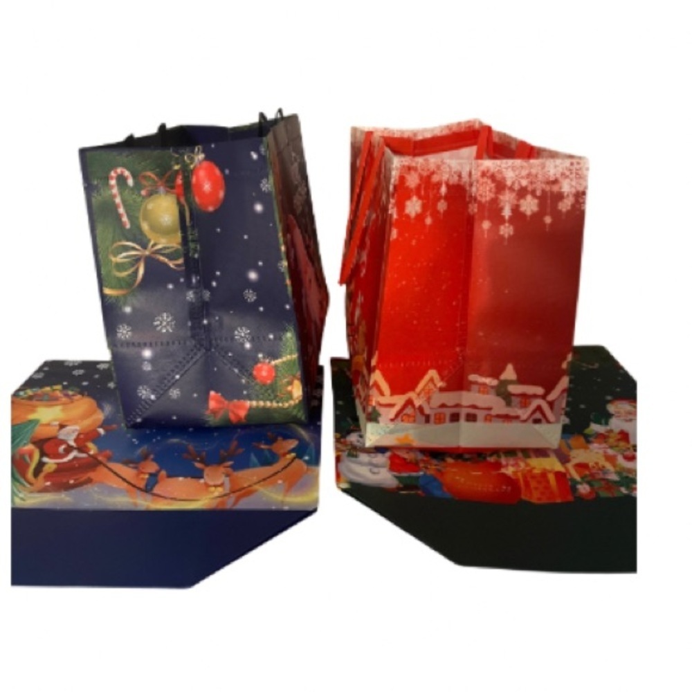 Festive Christmas Tote Bag Set - Red, Green, Blue - Picture 3 of 3